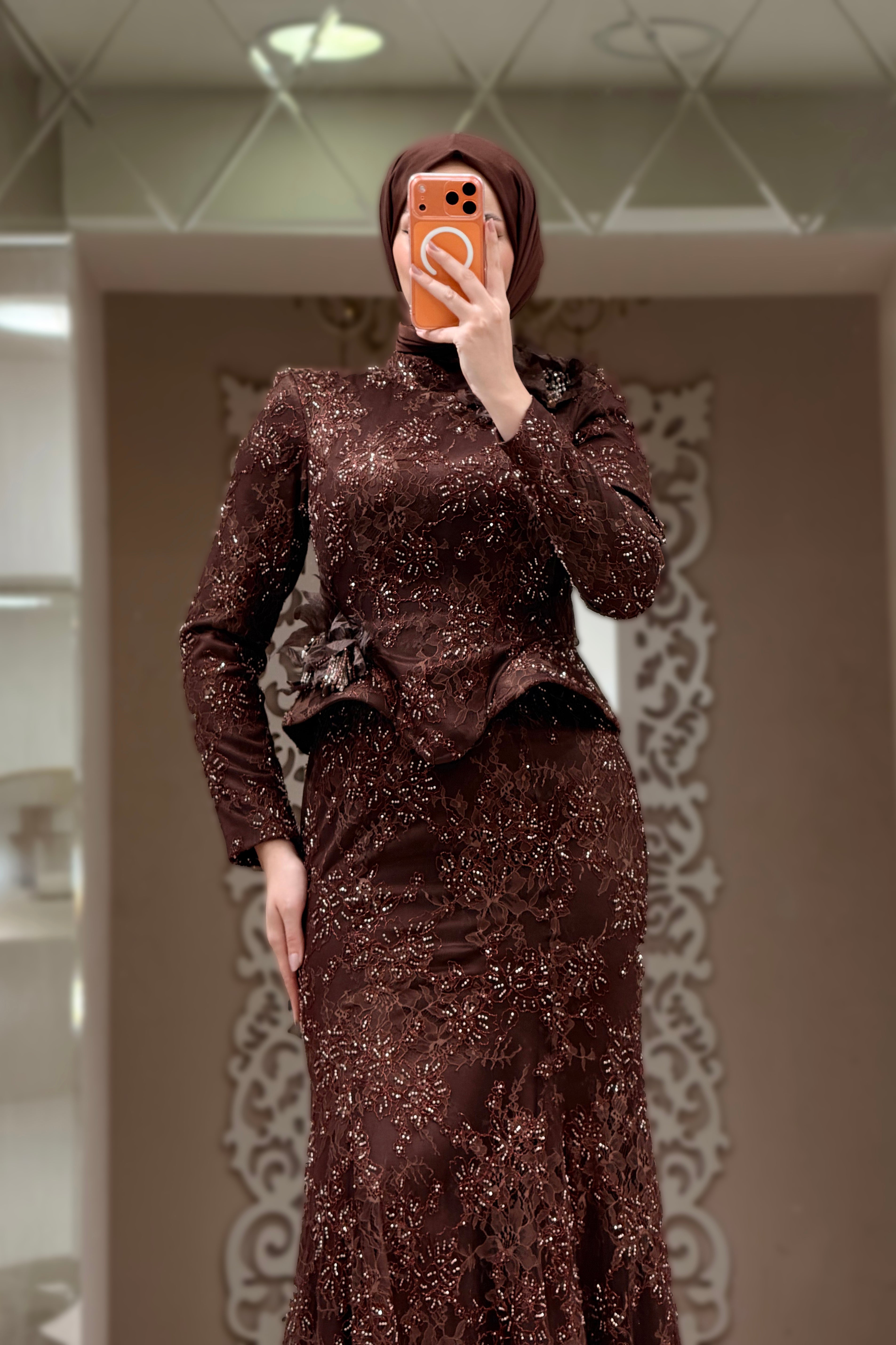 Aya Dress Abiye Kahverengi