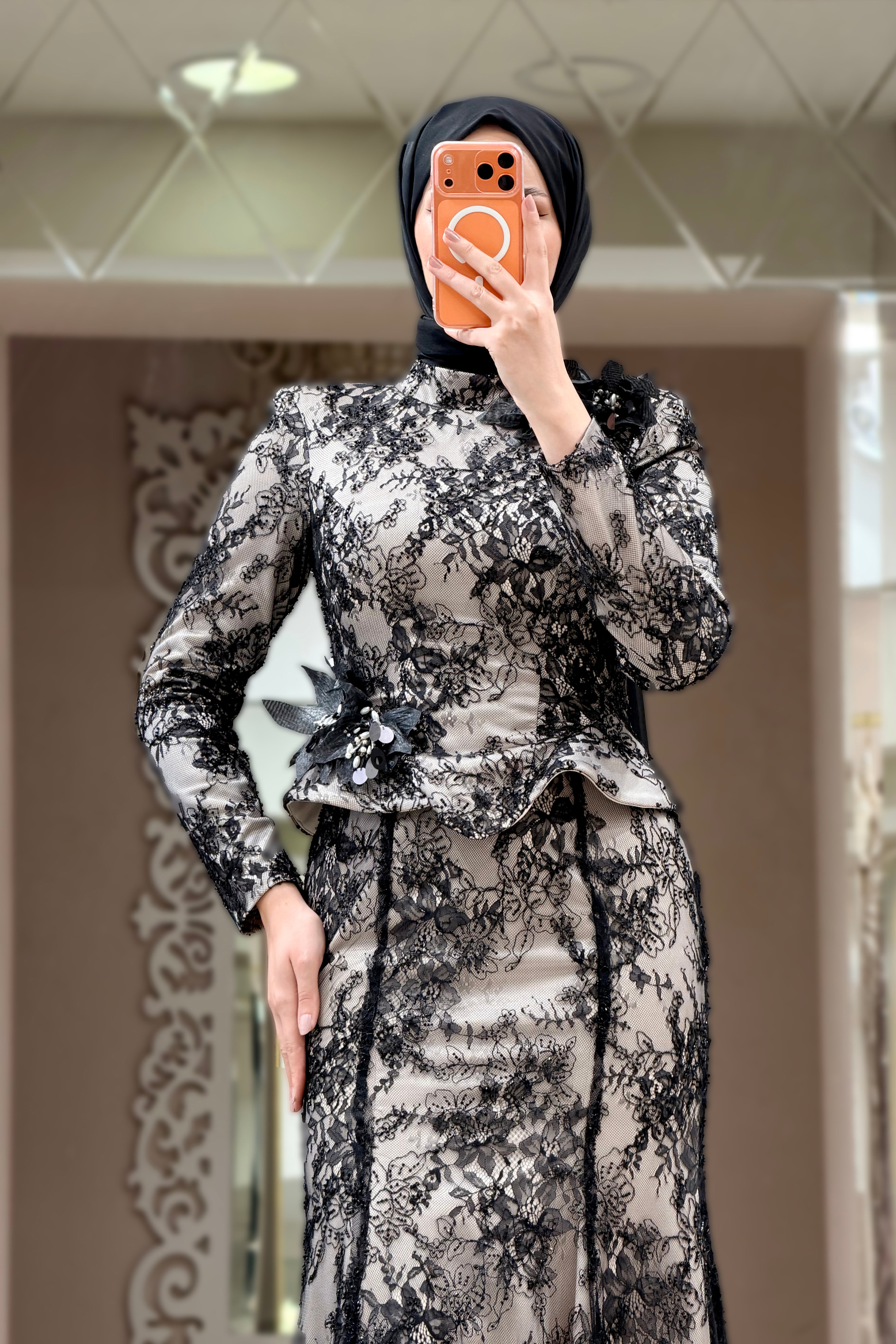 Aya Dress Abiye Siyah Ten