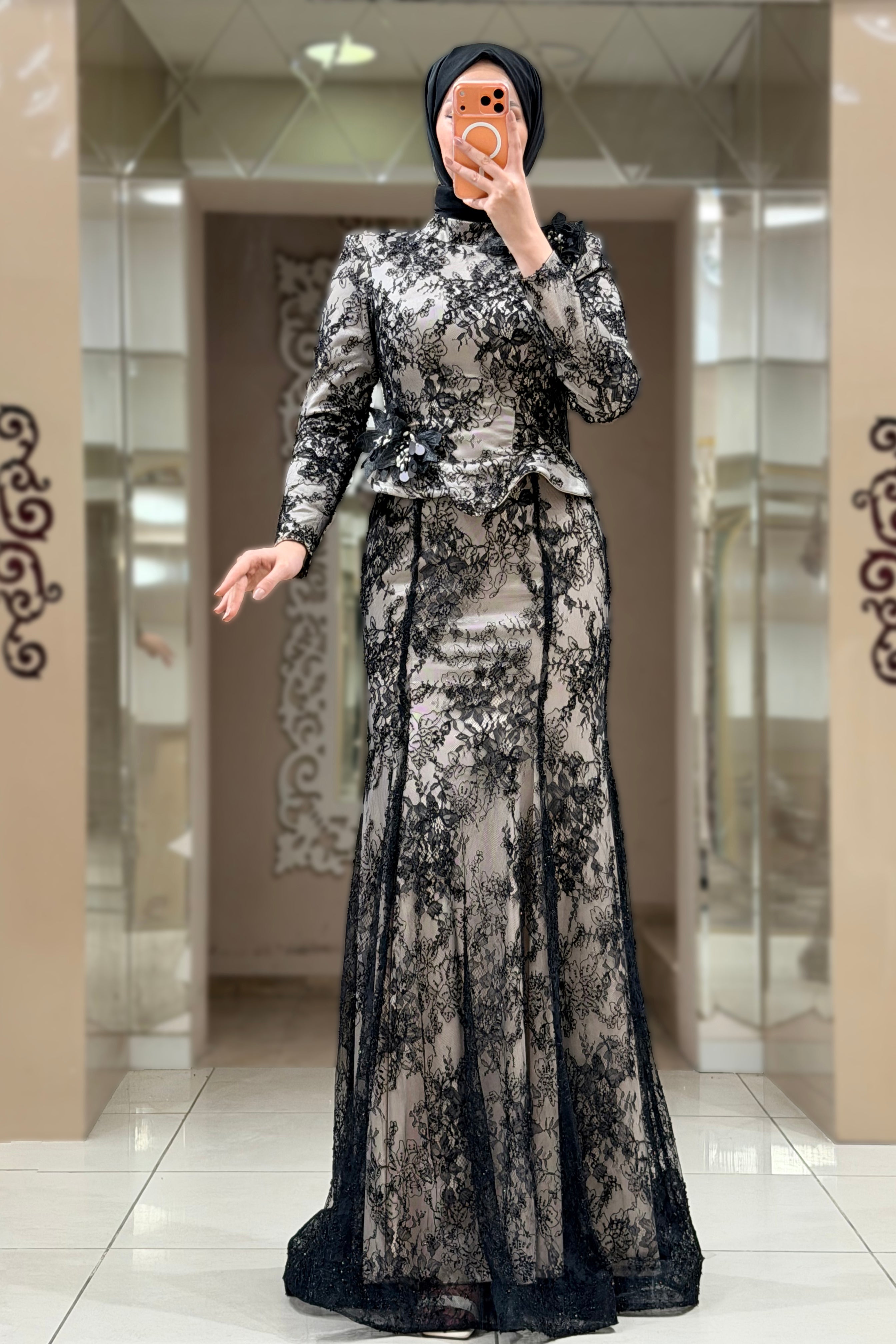 Aya Dress Abiye Siyah Ten