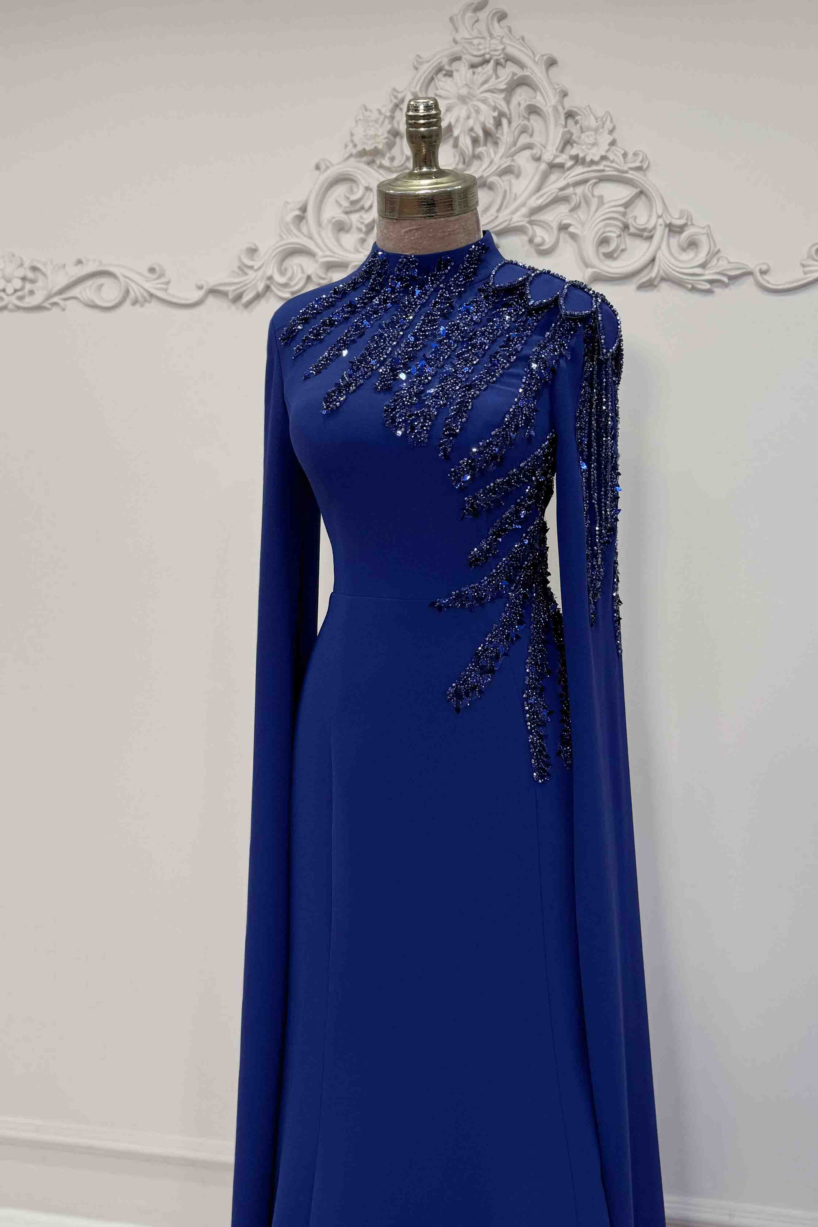 Salkım Abiye Saks Nakış Detaylı